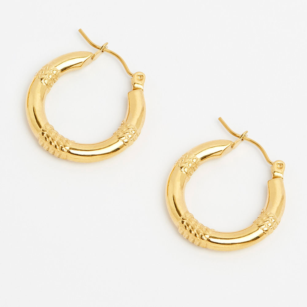 BOUCLES D'OREILLES ACIER CREOLE LARGE RAINURE TORSADEE