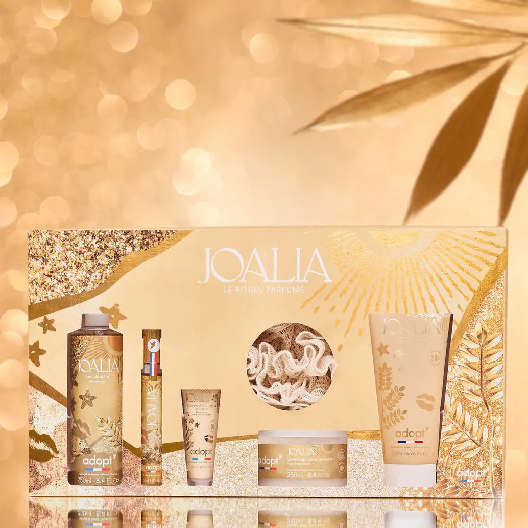 Joalia Coffret eau de parfum 30 ml + gel douche 250 ml + gommage 250 ml + lait corps 200 ml + crème mains 30 ml + fleur de bain