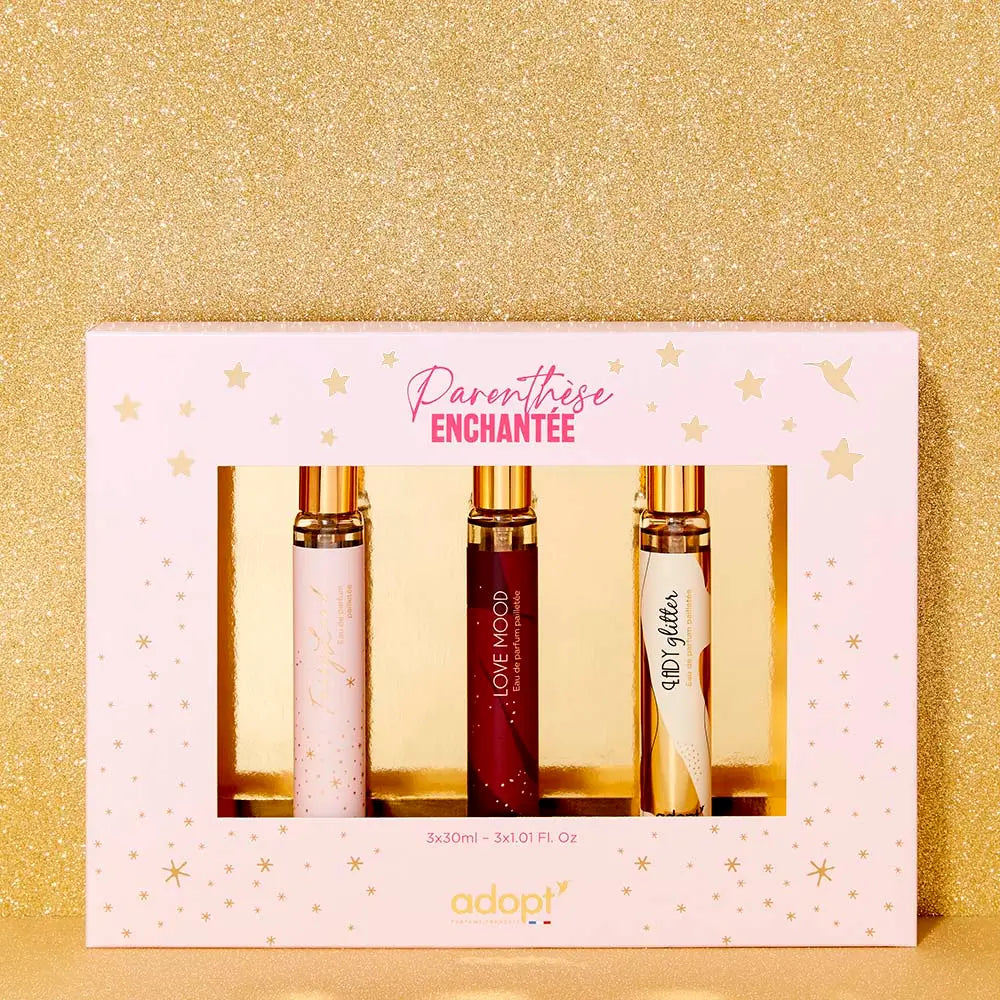 Parenthèse enchantée COFFRET 3 EAUX DE PARFUM LOVE MOOD 30ML + LADY GLITTER PAILLETÉE 30ML + FAIRY LAND 30ML