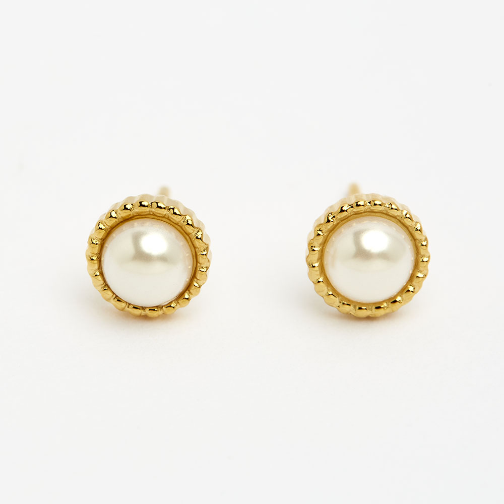BOUCLES D'OREILLES ACIER CLOU PERLE SERTI