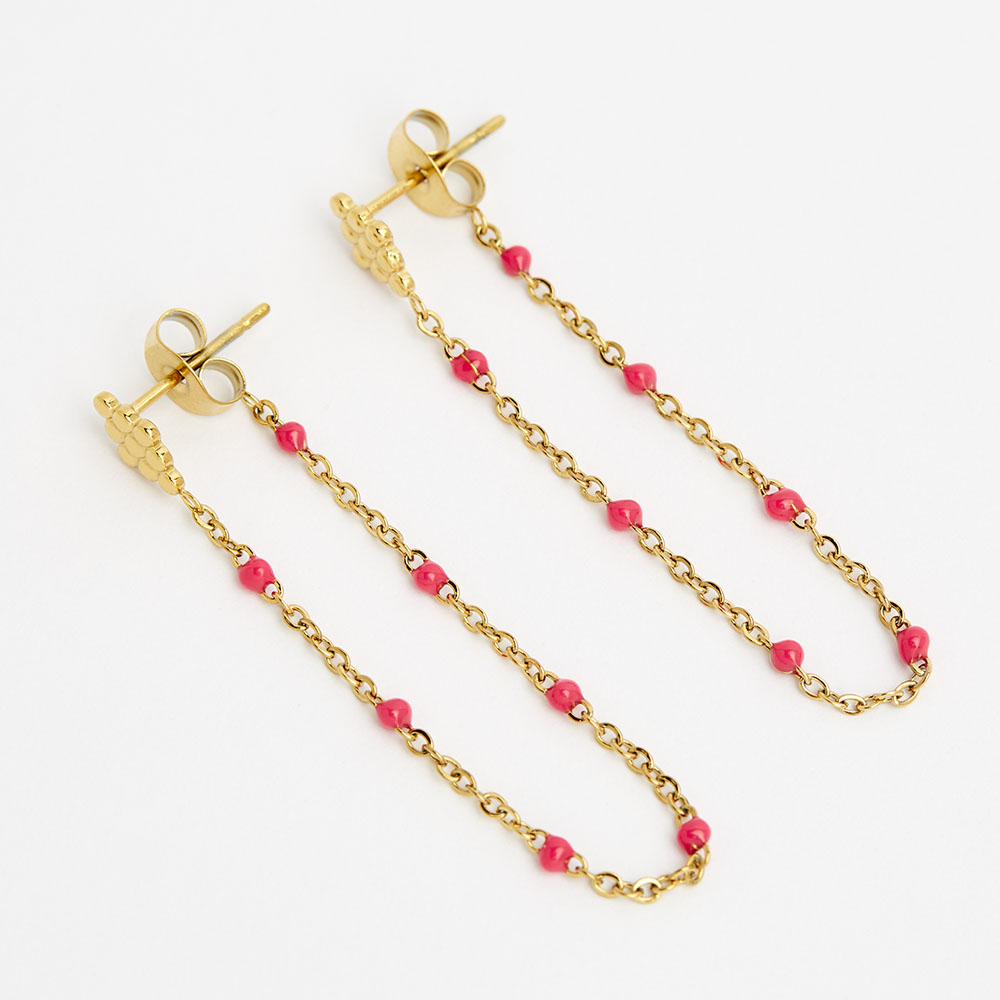 BOUCLES D'OREILLES ACIER LOSANGE ET CHAIN