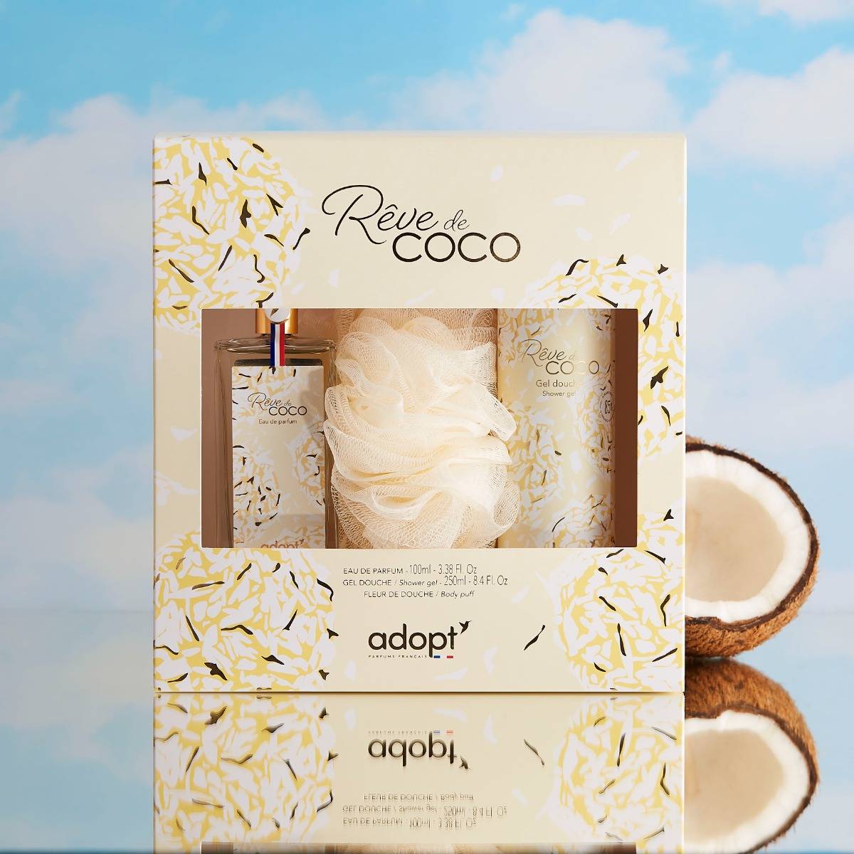 Rêve de coco Eau de parfum 100 ml + Gel douche 250 ml + fleur de bain