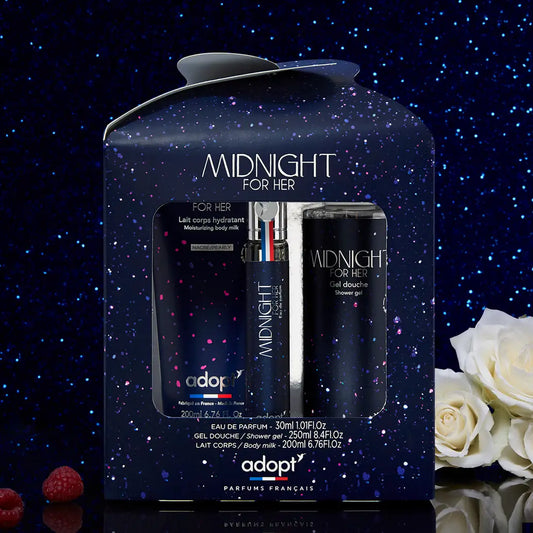 Midnight for Her Coffret Eau de parfum 30 ml + Gel douche 250 ml + Lait corps 200 ml