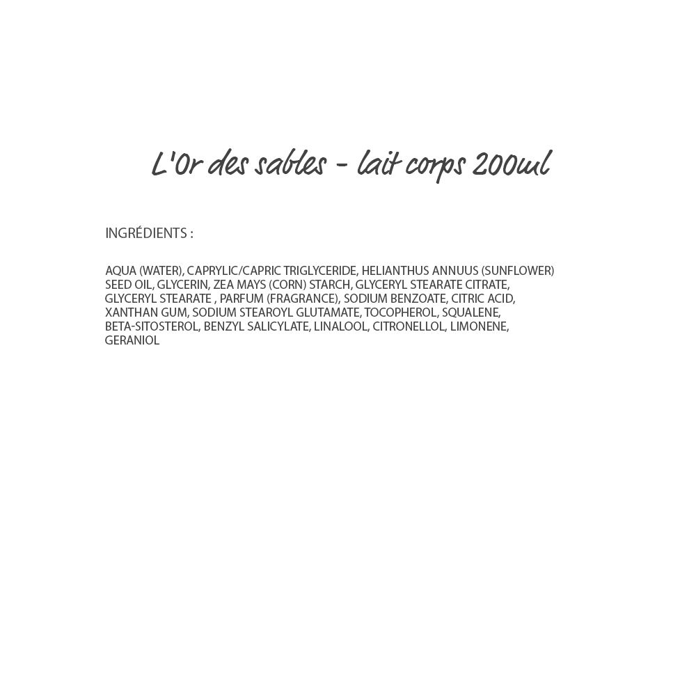L'Or des sables - lait corps 200ml - Adopt idees cadeaux, lait corps, soin - Maquillage, Parfums, Vernis, Rouge a levres, Ongles, Homme, Femme, Jolie, Belle, Beaute, beauty, High Class, Top p